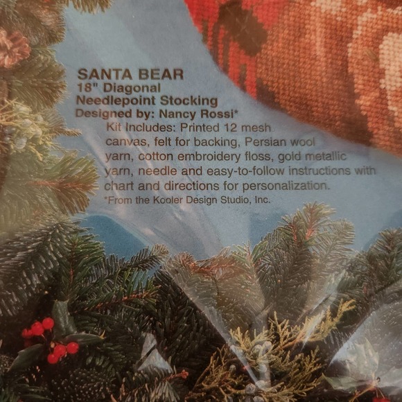 Bucilla SANTA BEAR 18" Needlepoint Stocking 60722 Kit Nancy Rossi 1994 NEW - Picture 4 of 4
